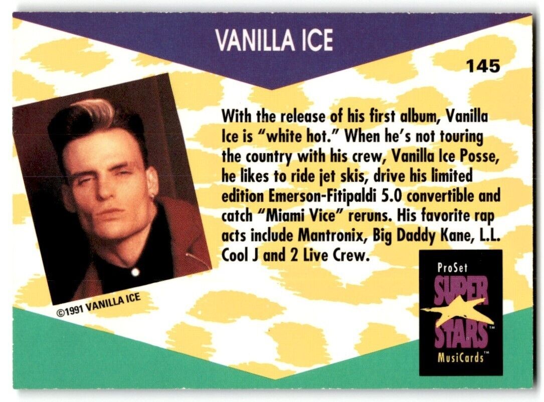 1991-92 ProSet Super Stars MusiCard Vanilla Ice #145