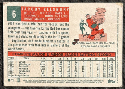 2008 Topps Heritage Jacoby Ellsbury Boston Red Sox #6