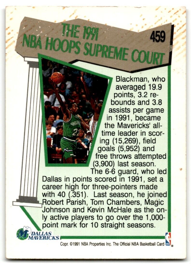 1991-92 Hoops Rolando Blackman Dallas Mavericks #459