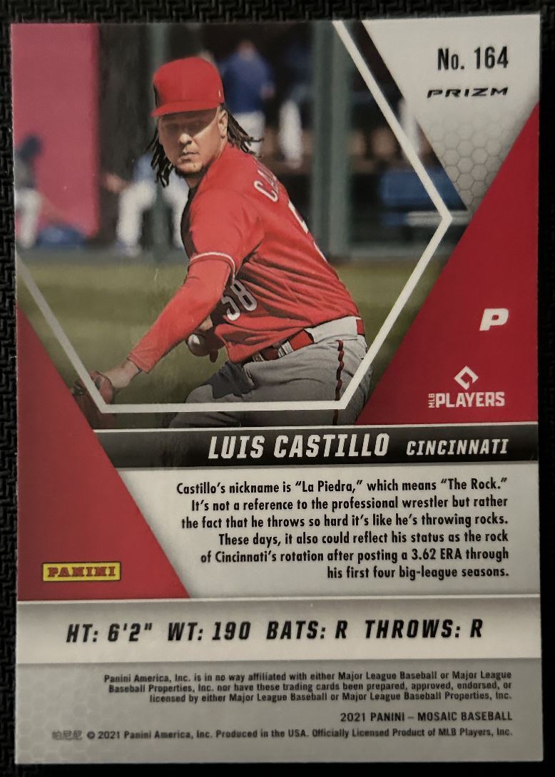 2021 Panini Mosaic Prizm Red Luis Castillo Cincinnati Reds #164 Parallel