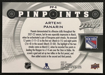 2022-23 Upper Deck MVP Pinpoints Artemi Panarin New York Rangers #PP-6