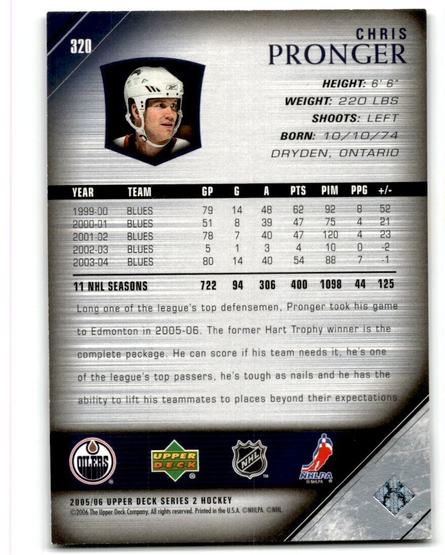 2005-06 Upper Deck Chris Pronger Edmonton Oilers #320