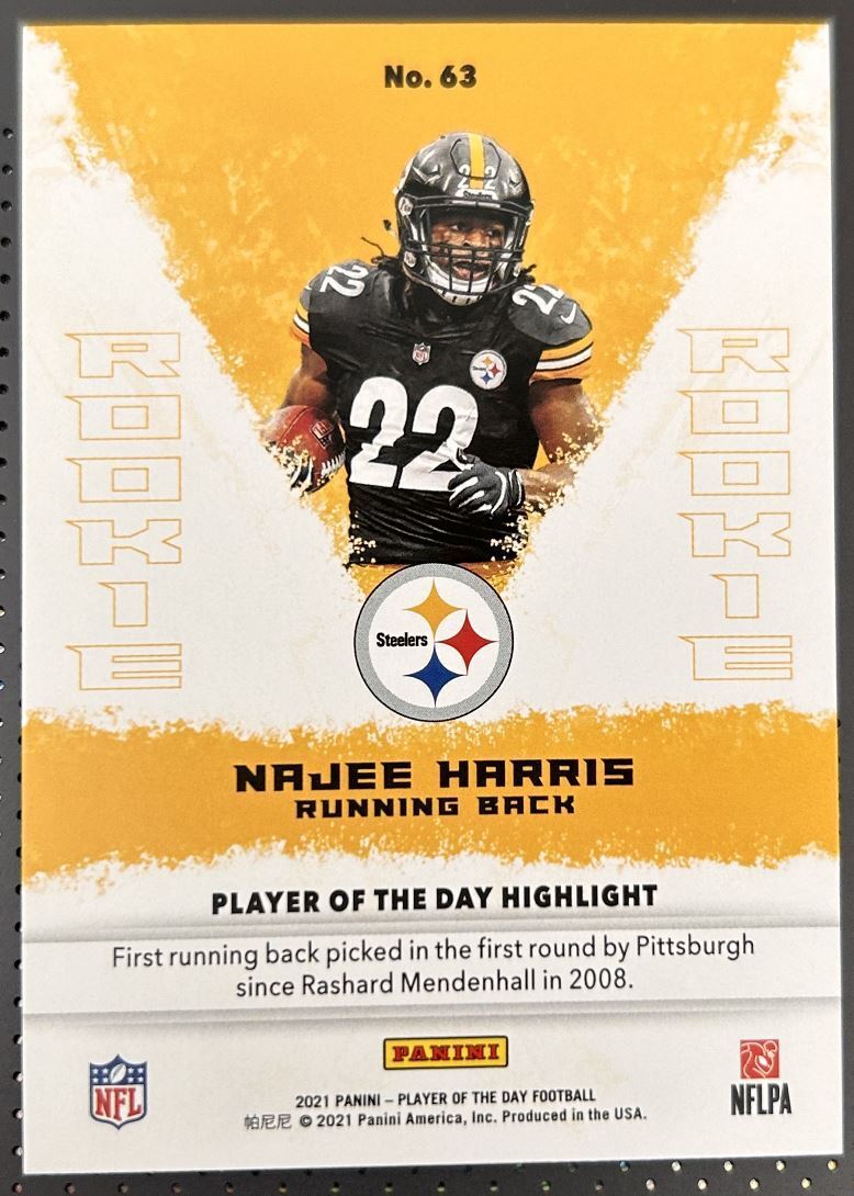 2021 Panini Player of the Day Najee Harris Rookie Pittsburgh Steelers #63