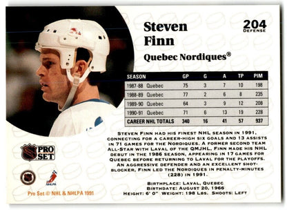 1991-92 Pro Set Steven Finn Quebec Nordiques #204