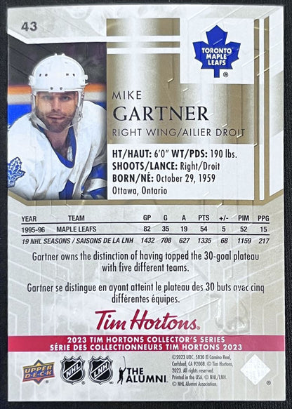 2023-24 Upper Deck Tim Hortons Legends Tim Horton Mike Gartner Toronto Maple