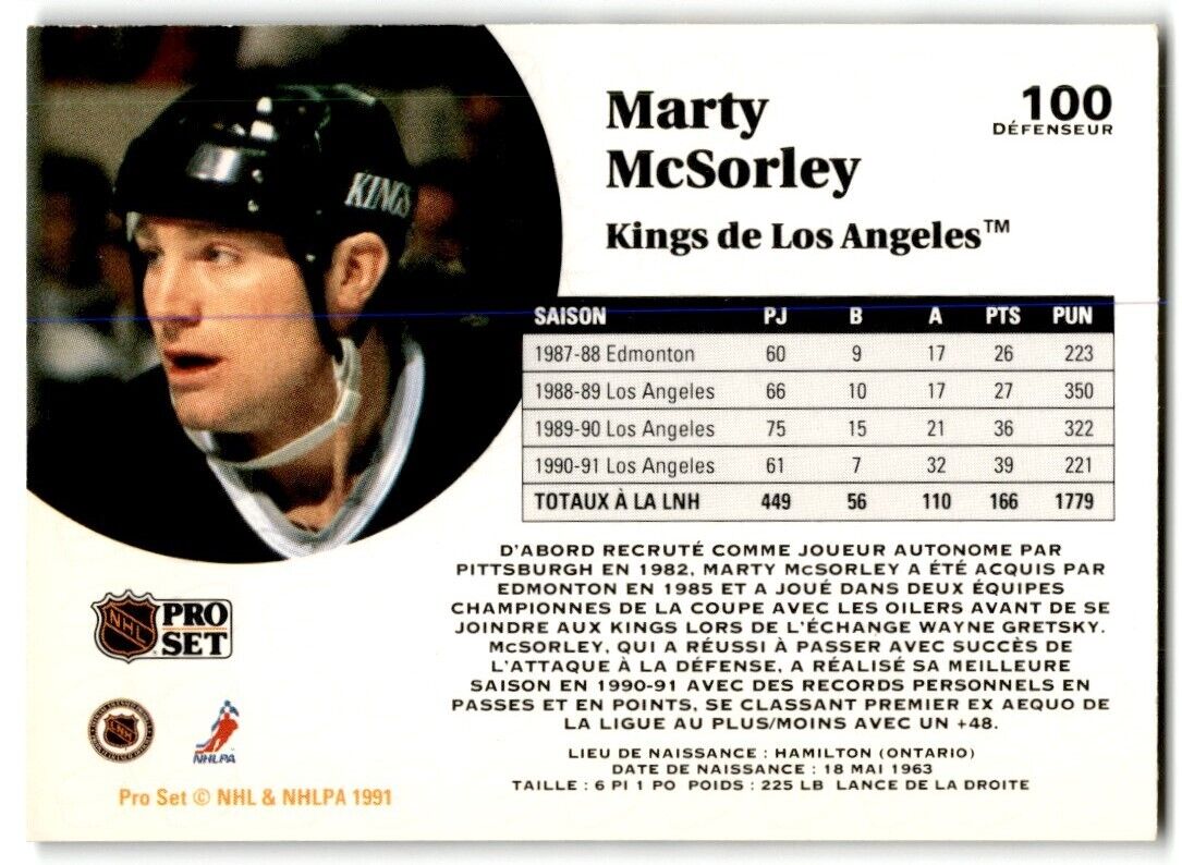 1991-92 Pro Set Marty McSorley Los Angeles Kings #100