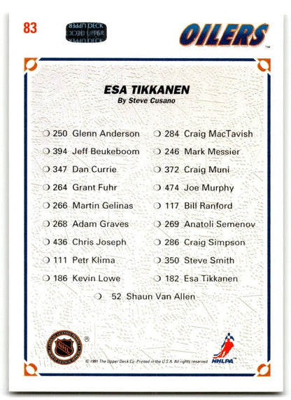 1991-92 Upper Deck Esa Tikkanen Edmonton Oilers #83