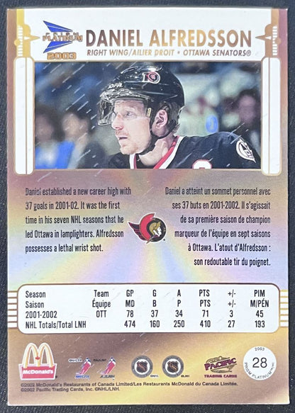 2002-03 Pacific McDonald's Daniel Alfredsson Ottawa Senators #28