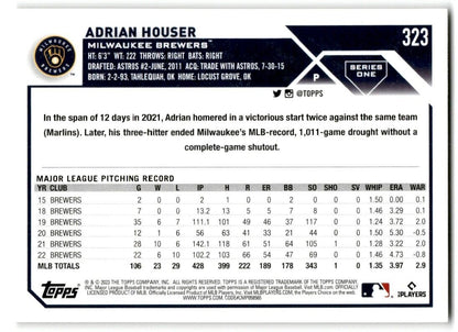 2023 Topps Adrian Houser Milwaukee Brewers #323