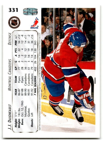 1992-93 Upper Deck J.J. Daigneault Montreal Canadiens #331