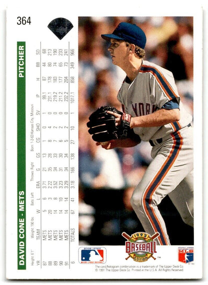 1992 Upper Deck David Cone New York Mets #364