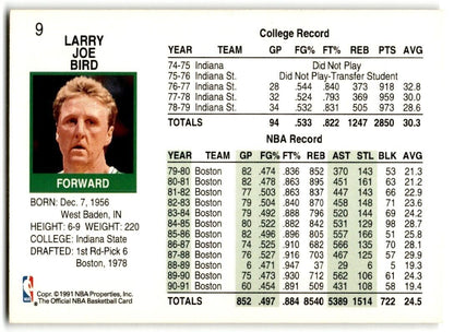 1991-92 Hoops Larry Bird Boston Celtics #9