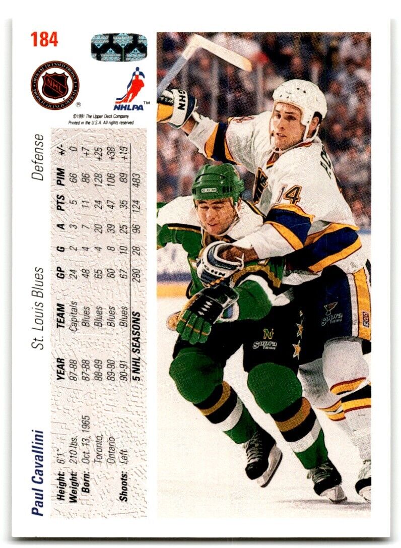 1991-92 Upper Deck Paul Cavallini St. Louis Blues #184