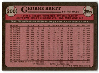 1989 Topps George Brett Kansas City Royals #200