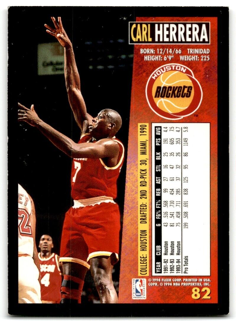 1994-95 Fleer Carl Herrera Houston Rockets #82