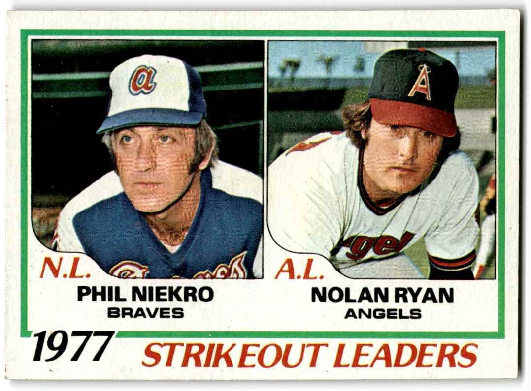 1978 Topps 1977 Strikeout Leaders - Phil Niekro/Nolan Ryan Atlanta