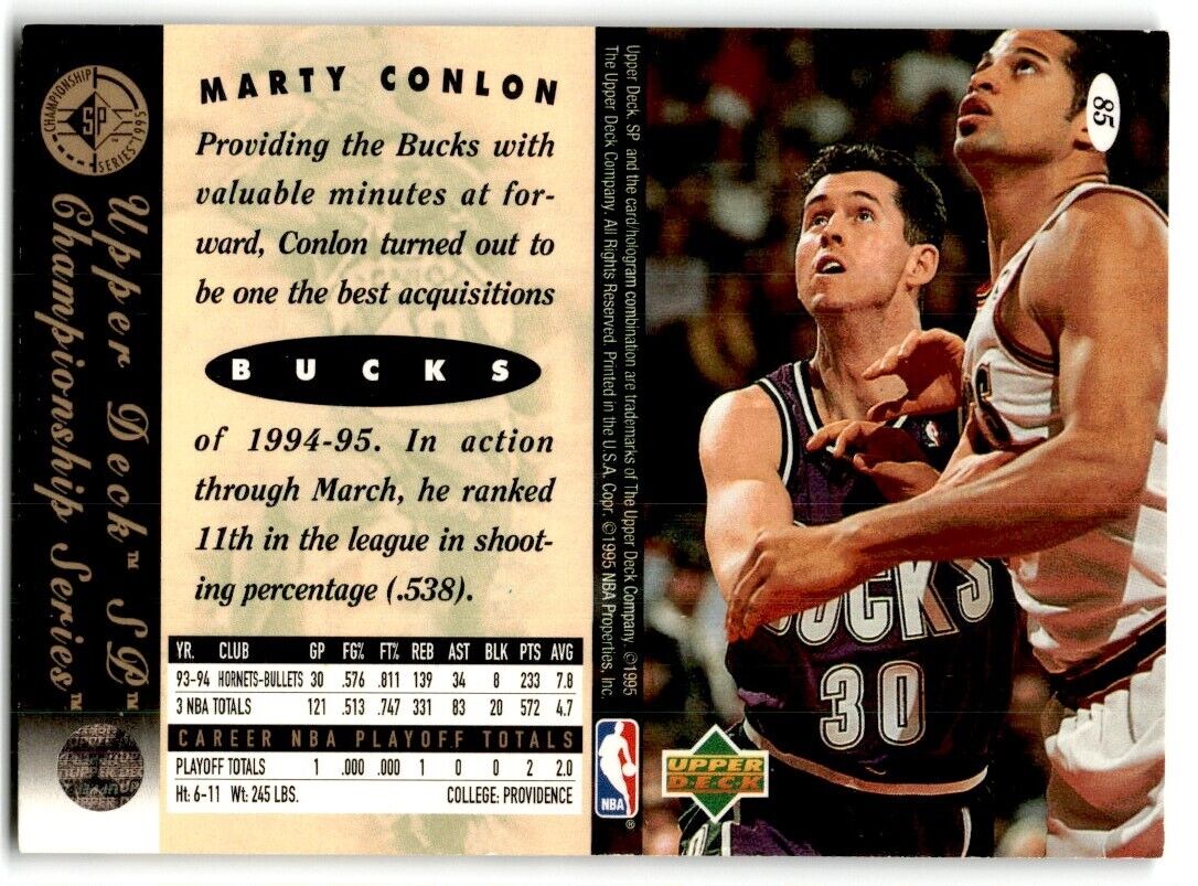 1995-96 SP Championship Series 1995 Marty Conlon Milwaukee Bucks #85