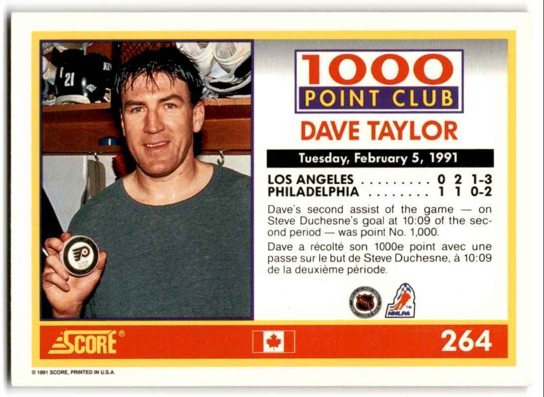 1991-92 Score American Dave Taylor Los Angeles Kings #374