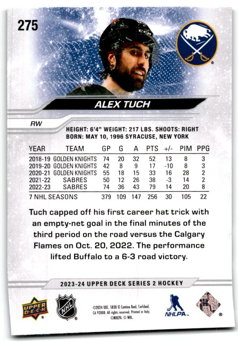 2023-24 Upper Deck Alex Tuch Buffalo Sabres #275