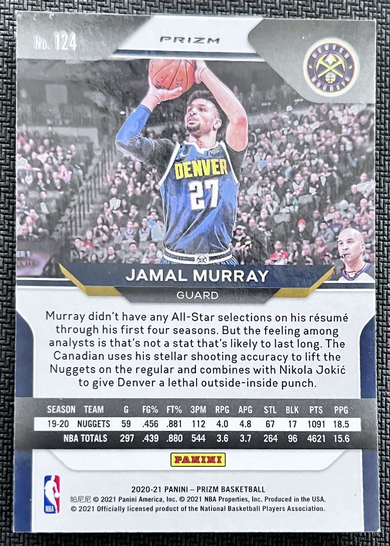 2020-21 Panini Prizm Orange Jamal Murray Denver Nuggets #124