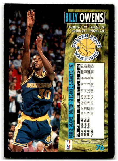 1994-95 Fleer Billy Owens Golden State Warriors #76