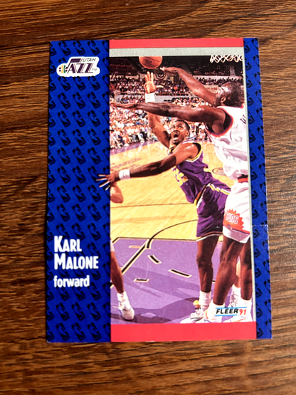 1991-92 Fleer Karl Malone Utah Jazz #201 - Damage