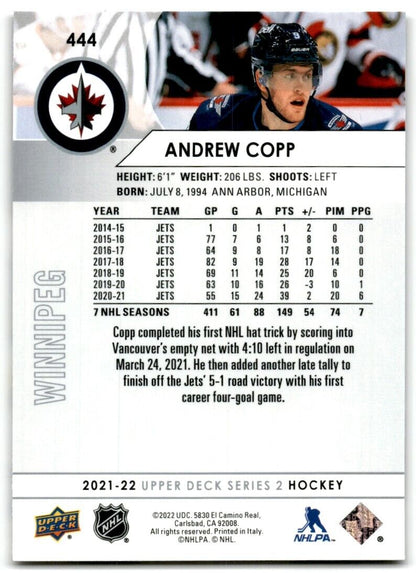 2021-22 Upper Deck Andrew Copp Winnipeg Jets #444