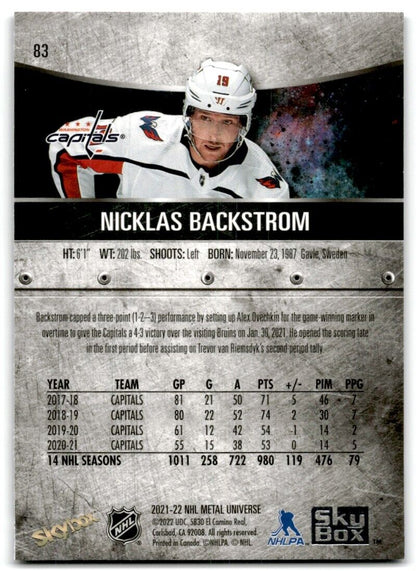 2021-22 Skybox Metal Universe Nicklas Backstrom Washington Capitals #83