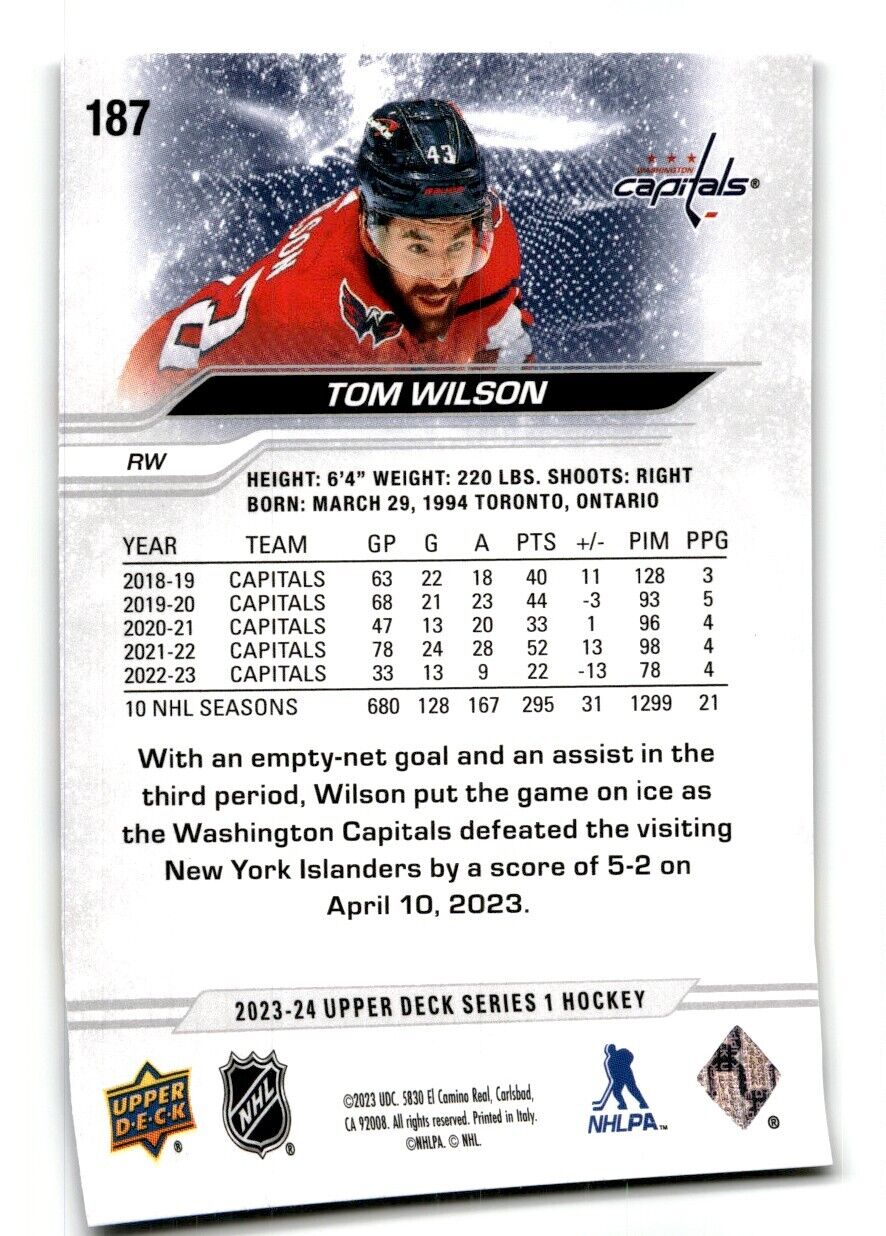 2023-24 Upper Deck Tom Wilson Washington Capitals #187