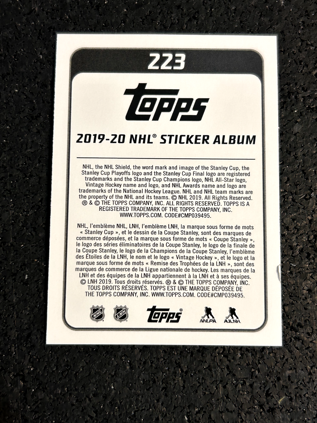 2019-20 Topps NHL Stickers #223 Team Highlight - November 25th, 2018