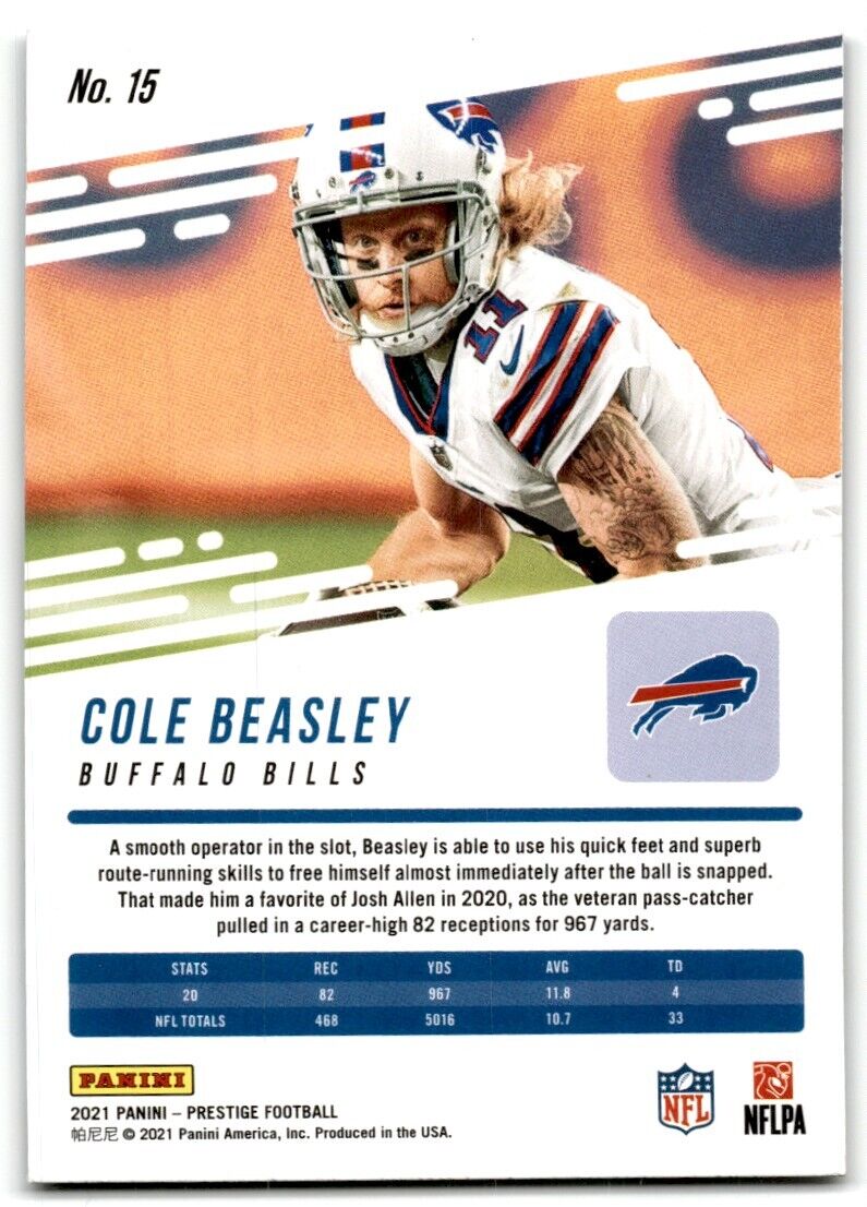 2021 Panini Prestige Xtra Points Cole Beasley Buffalo Bills #15 Parallel