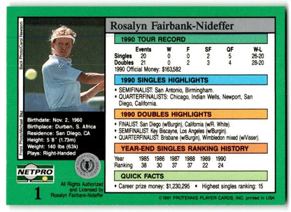 1991 Netpro Tour Star Rosalyn Fairbank-Nideffer Rookie #1