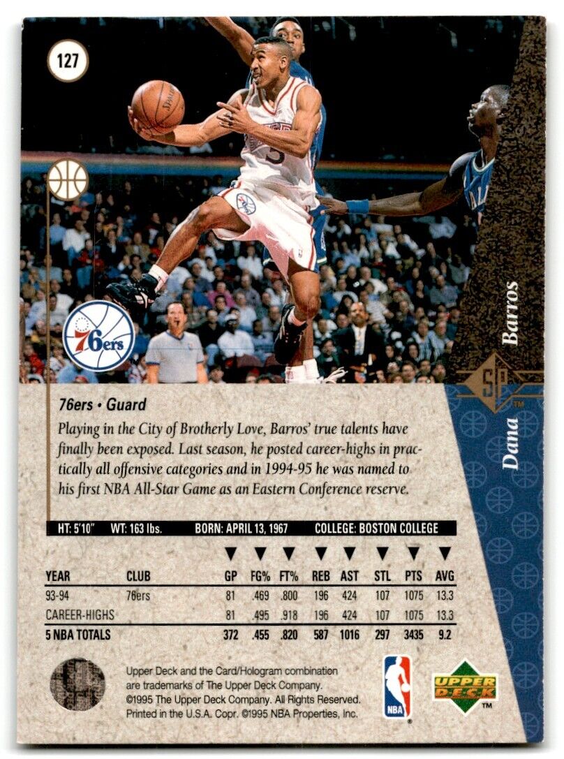 1994-95 SP Dana Barros Philadelphia 76ers #127