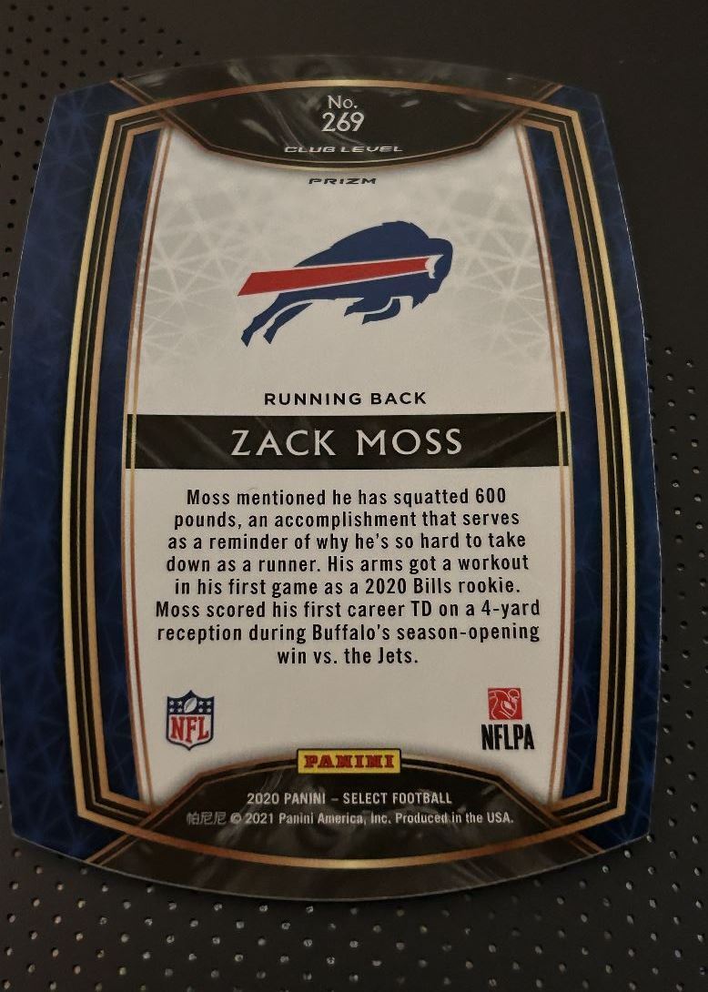 2020 Panini Select blue red prizm Zack Moss Rookie Buffalo Bills #269 Parallel