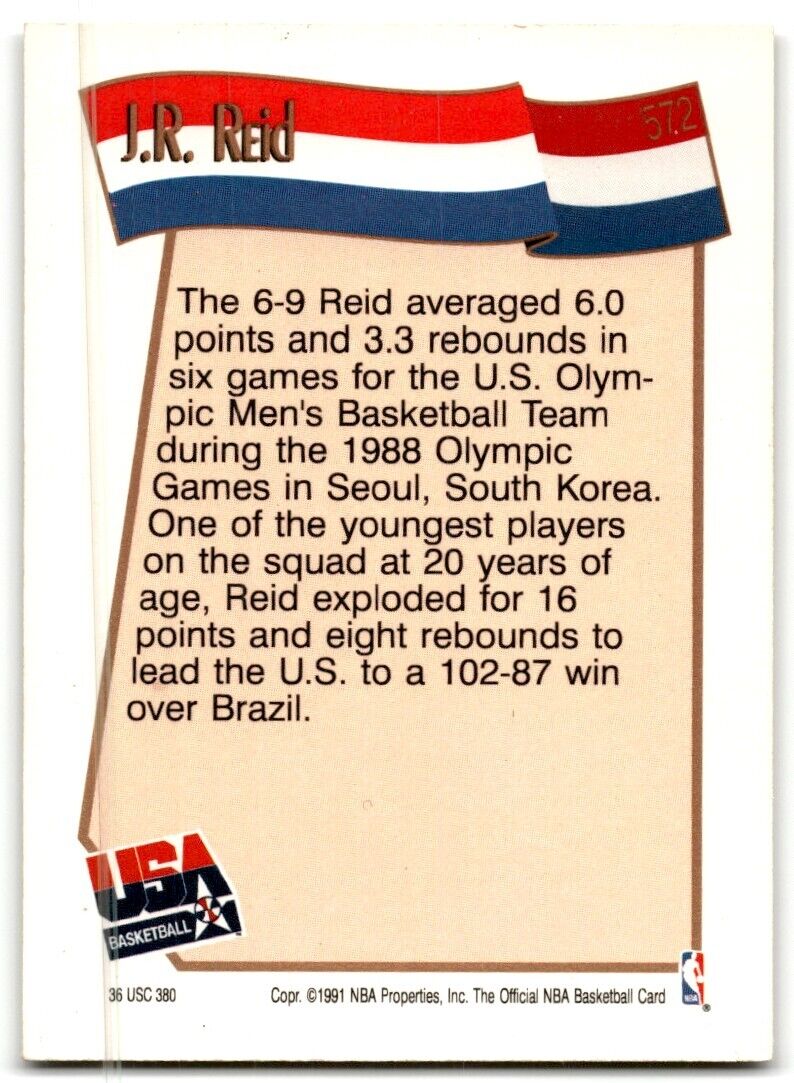 1991-92 Hoops J.R. Reid USA #572