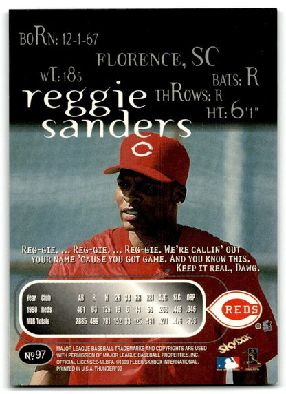 1999 SkyBox Thunder Rave Reggie Sanders Cincinnati Reds #97