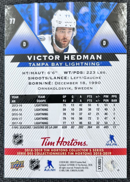 2018-19 Upper Deck Tim Hortons Victor Hedman Tampa Bay Lightning #77