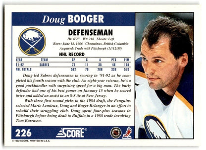 1992-93 Score Doug Bodger Buffalo Sabres #226