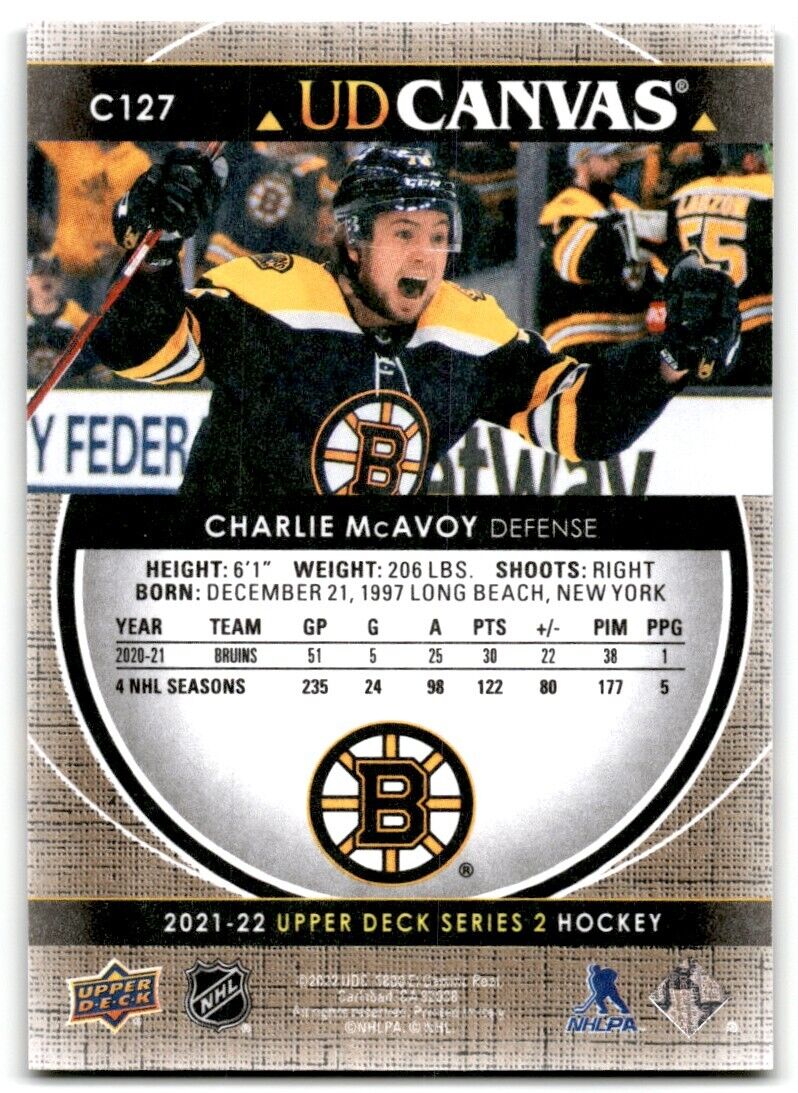 2021-22 Upper Deck UD Canvas Charlie McAvoy Boston Bruins #C127