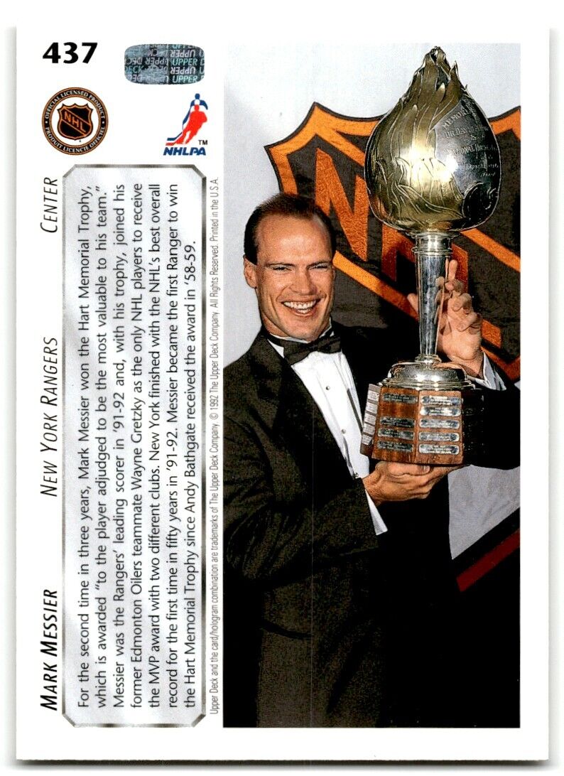 1992-93 Upper Deck Mark Messier New York Rangers #437