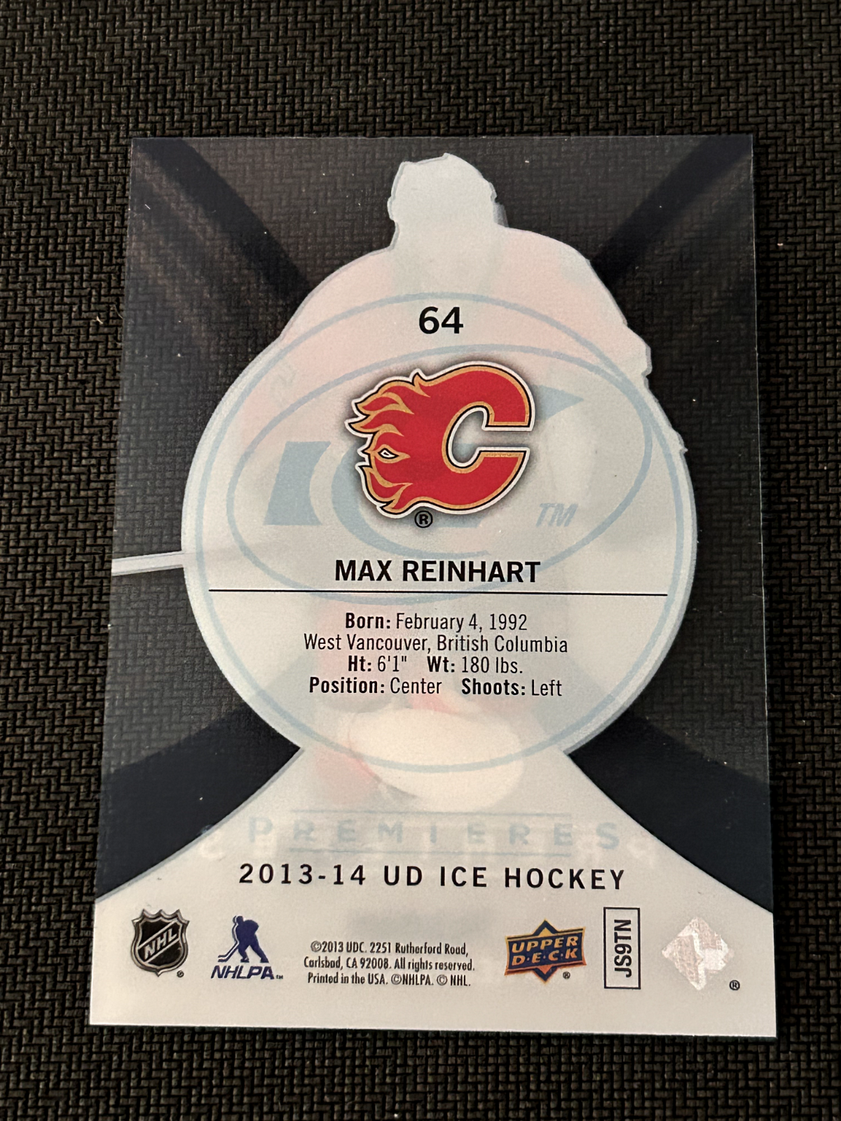 MAX REINHART 13/14 UD Upper Deck Ice Rookie #64 Calgary Flames RC #763/999