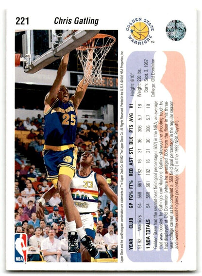 1992-93 Upper Deck Chris Gatling Golden State Warriors #221