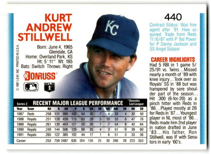 1992 Donruss Kurt Stillwell Kansas City Royals #440