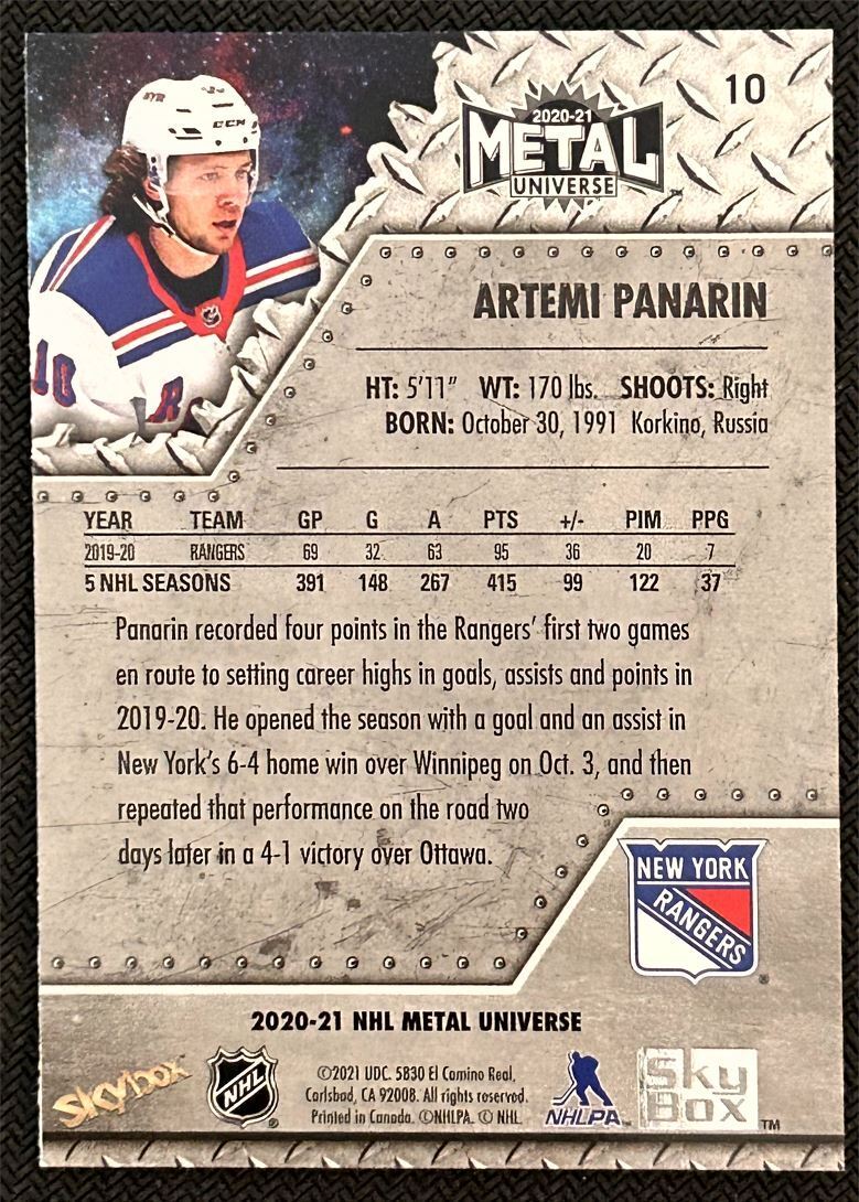 2020-21 Skybox Metal Universe Artemi Panarin New York Rangers #10