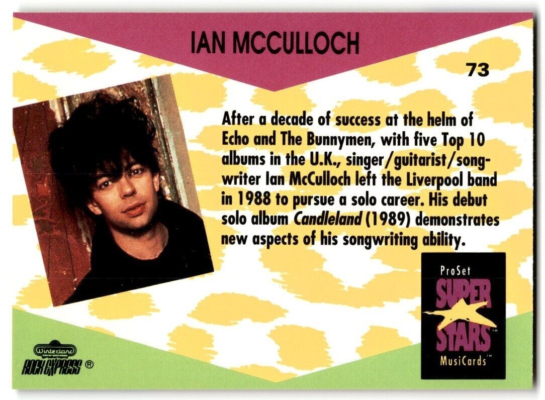 1991-92 ProSet Super Stars MusiCard Ian Mcculloch #73