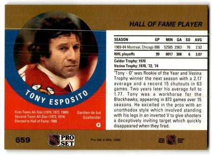 1990-91 Pro Set Tony Esposito Chicago Blackhawks #659