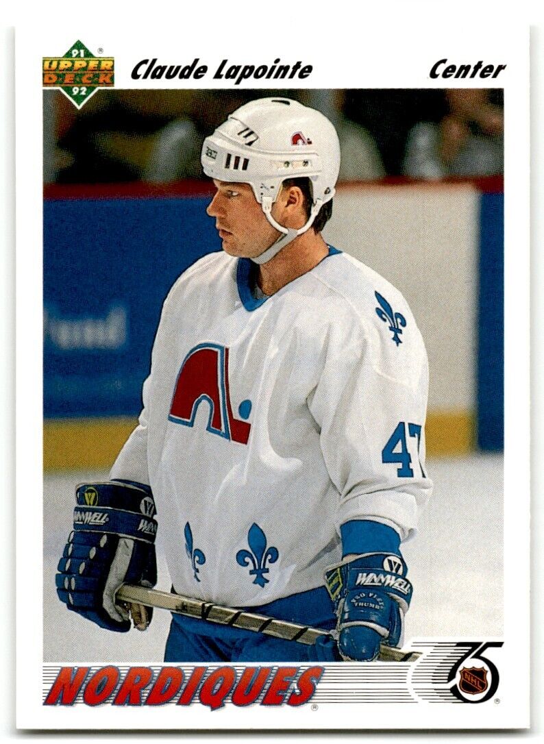 1991-92 Upper Deck Claude Lapointe Rookie Quebec Nordiques #488