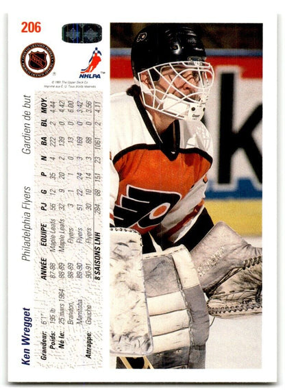 1991-92 Upper Deck French Ken Wregget Philadelphia Flyers #206