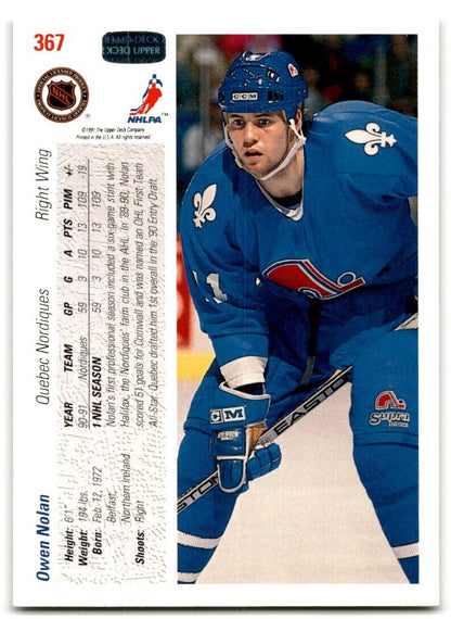 1991-92 Upper Deck Owen Nolan Quebec Nordiques #367