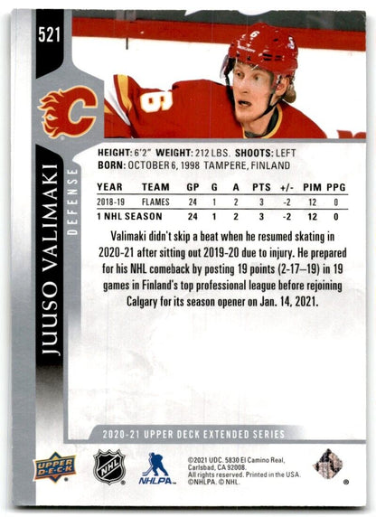 2020-21 Upper Deck Juuso Valimaki Calgary Flames #521